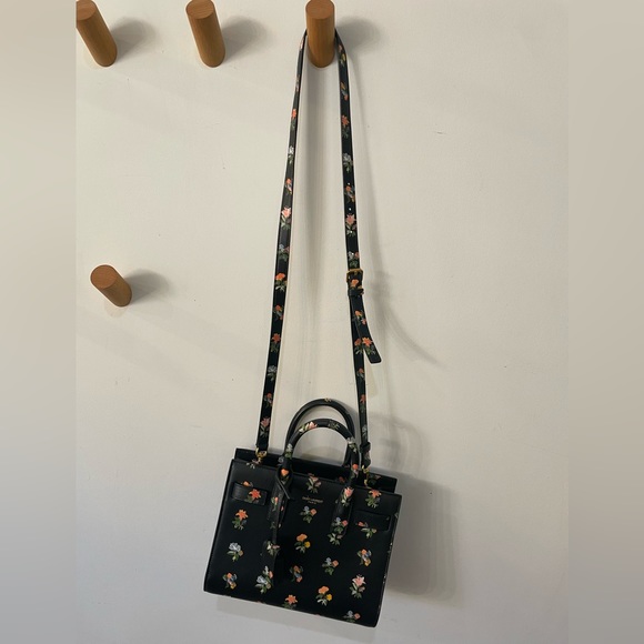 Yves Saint Laurent Black Leather Prairie Flower Nano Sac de Jour Bag - Picture 5 of 7